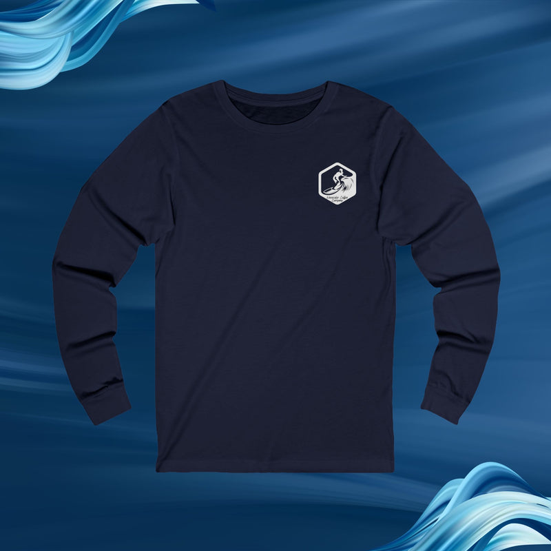 CUSTOM WAVERIDER COFFEE COMPANY SURFER LOGO SPORT JERSEY LONG SLEEVE TEE